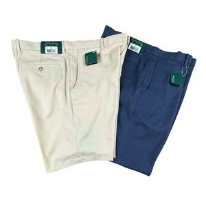 BOBBY JONES Golf Shorts Mens 38 Khaki Navy Flat Front 2 Pack NEW NWT